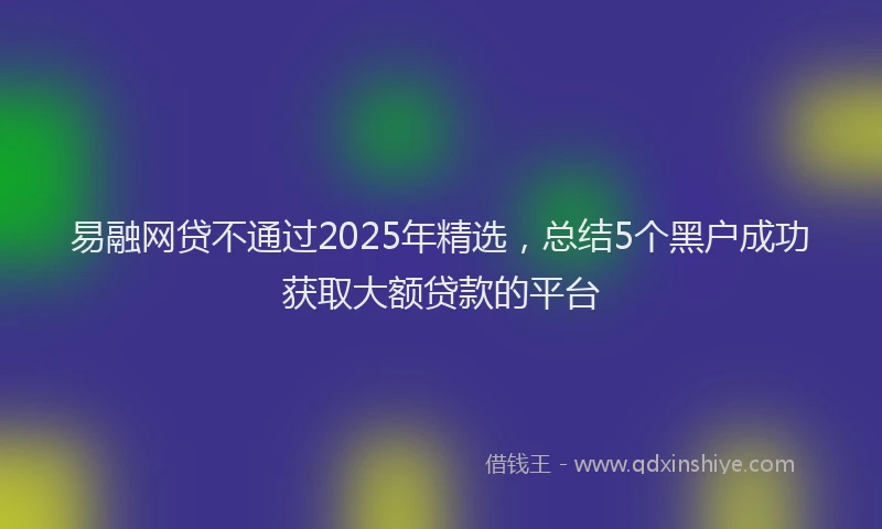 易融网贷不通过2025年精选，总结5个黑户成功获取大额贷款的平台
