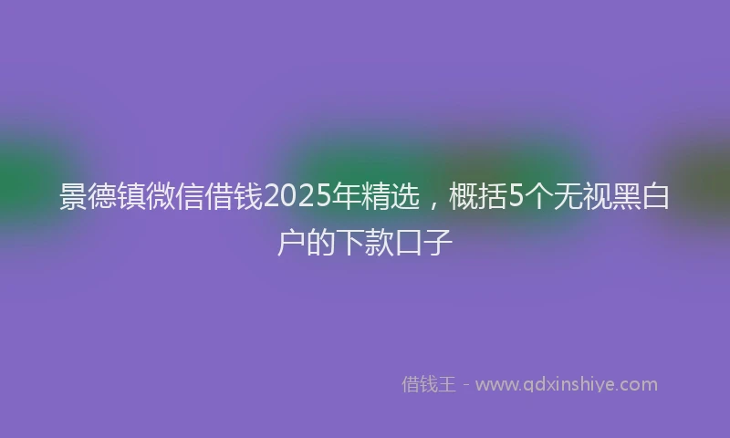 景德镇微信借钱2025年精选，概括5个无视黑白户的下款口子