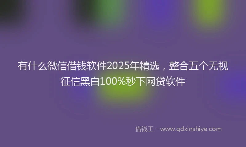 有什么微信借钱软件2025年精选，整合五个无视征信黑白100%秒下网贷软件
