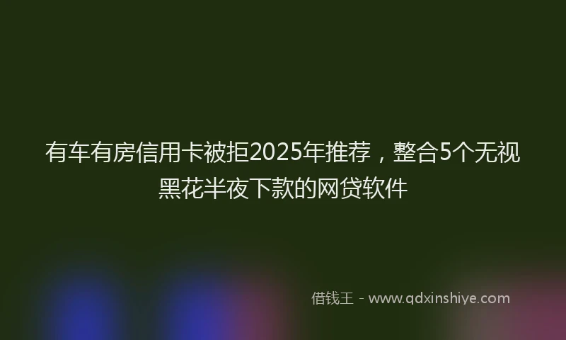 有车有房信用卡被拒2025年推荐，整合5个无视黑花半夜下款的网贷软件
