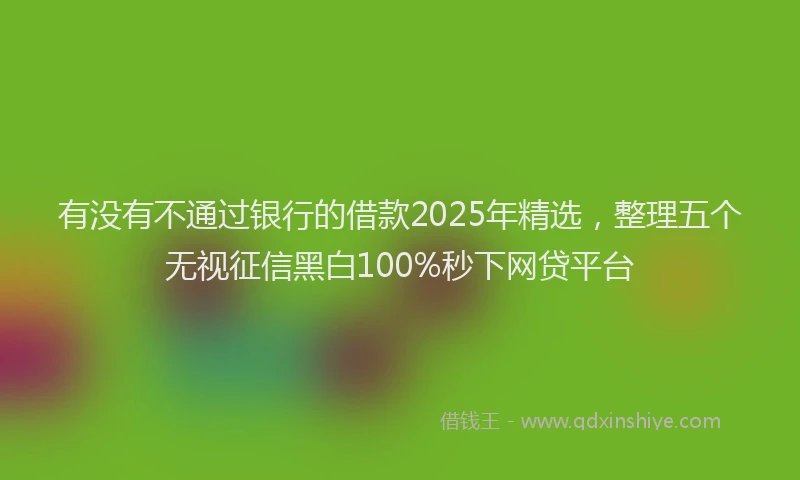 有没有不通过银行的借款2025年精选，整理五个无视征信黑白100%秒下网贷平台