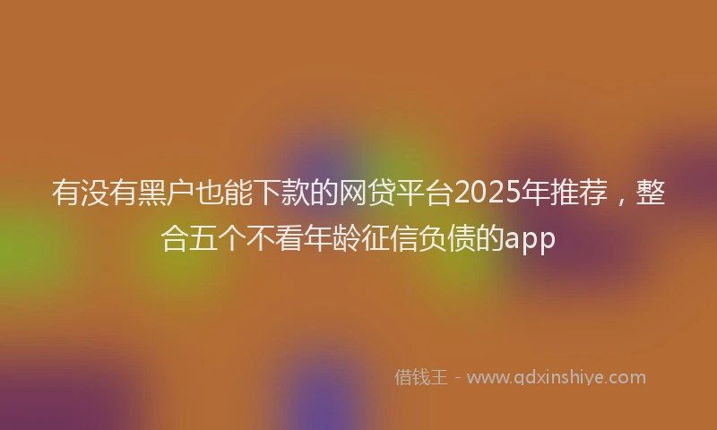 有没有黑户也能下款的网贷平台2025年推荐，整合五个不看年龄征信负债的app
