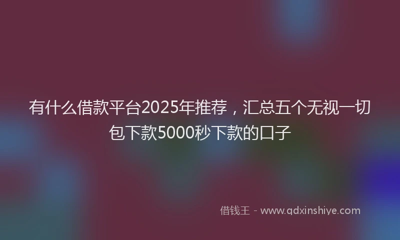 有什么借款平台2025年推荐，汇总五个无视一切包下款5000秒下款的口子