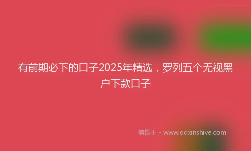 有前期必下的口子2025年精选，罗列五个无视黑户下款口子