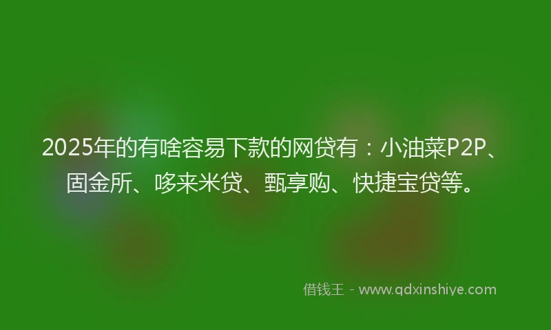 2025年的有啥容易下款的网贷有：小油菜P2P、固金所、哆来米贷、甄享购、快捷宝贷等。