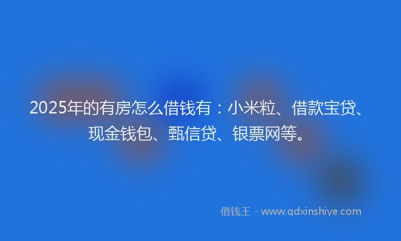 2025年的有房怎么借钱有：小米粒、借款宝贷、现金钱包、甄信贷、银票网等。