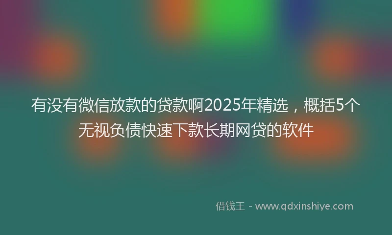 有没有微信放款的贷款啊2025年精选，概括5个无视负债快速下款长期网贷的软件