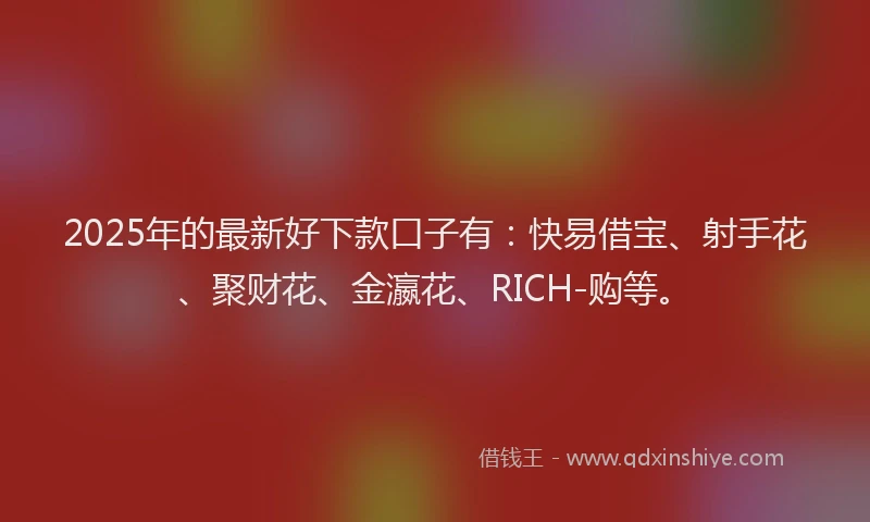 2025年的最新好下款口子有：快易借宝、射手花、聚财花、金瀛花、RICH-购等。