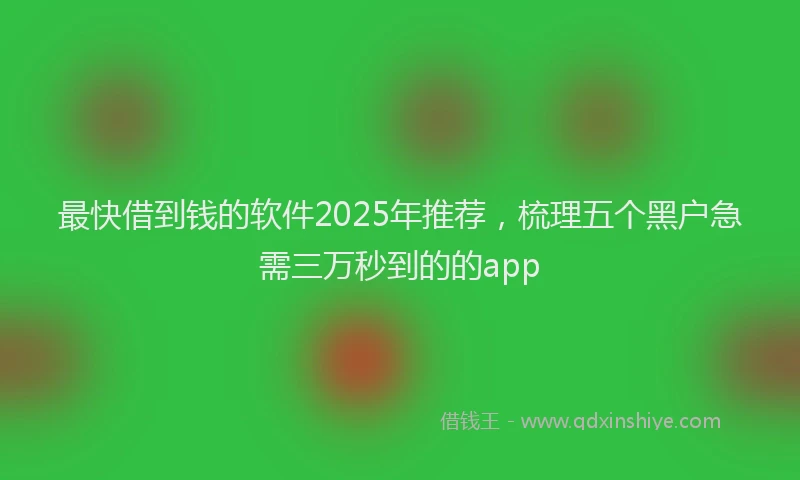 最快借到钱的软件2025年推荐，梳理五个黑户急需三万秒到的的app