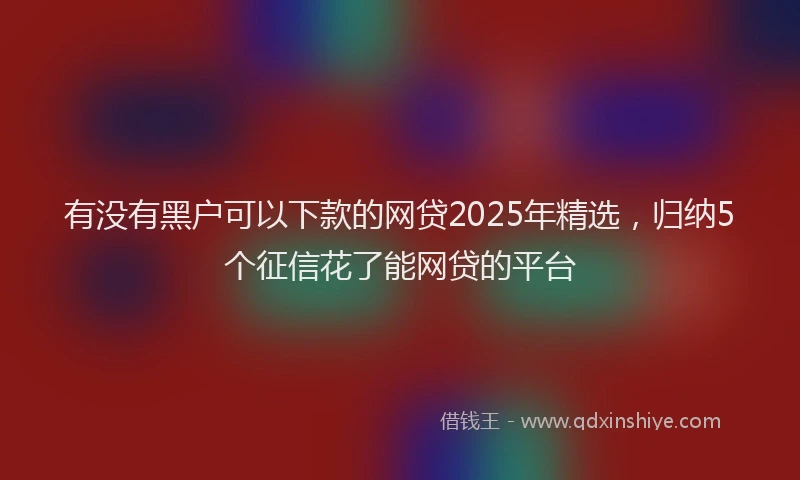 有没有黑户可以下款的网贷2025年精选，归纳5个征信花了能网贷的平台