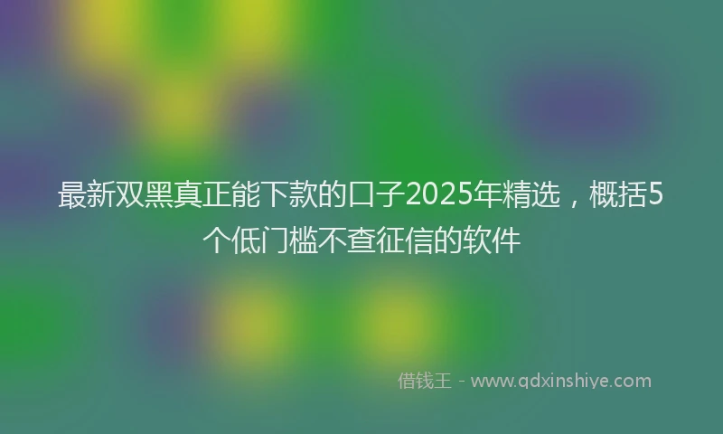 最新双黑真正能下款的口子2025年精选，概括5个低门槛不查征信的软件