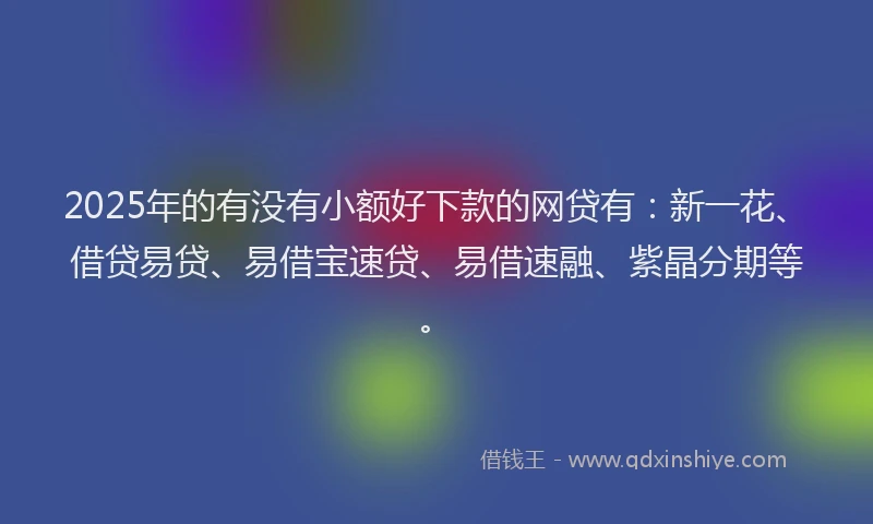 2025年的有没有小额好下款的网贷有：新一花、借贷易贷、易借宝速贷、易借速融、紫晶分期等。