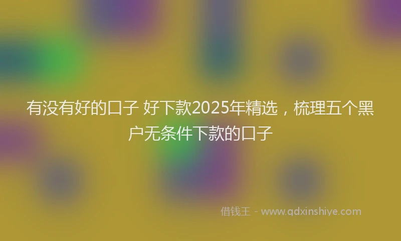 有没有好的口子 好下款2025年精选，梳理五个黑户无条件下款的口子
