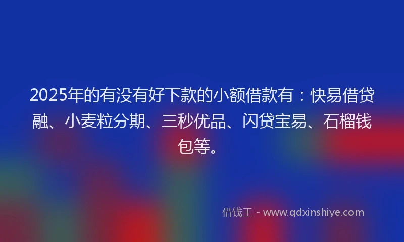 2025年的有没有好下款的小额借款有：快易借贷融、小麦粒分期、三秒优品、闪贷宝易、石榴钱包等。