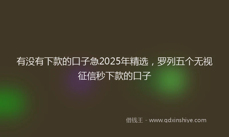 有没有下款的口子急2025年精选，罗列五个无视征信秒下款的口子