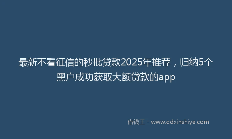 最新不看征信的秒批贷款2025年推荐，归纳5个黑户成功获取大额贷款的app
