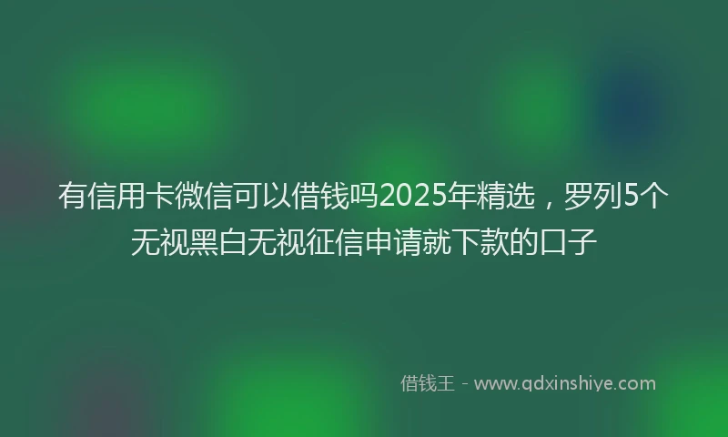 有信用卡微信可以借钱吗2025年精选，罗列5个无视黑白无视征信申请就下款的口子