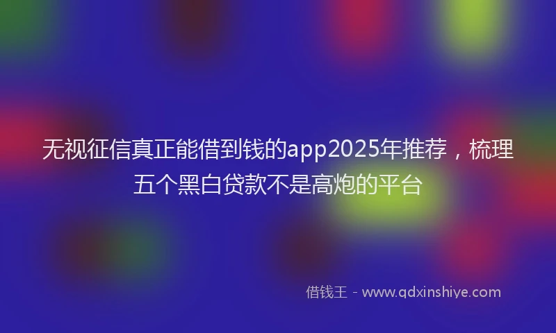 无视征信真正能借到钱的app2025年推荐，梳理五个黑白贷款不是高炮的平台