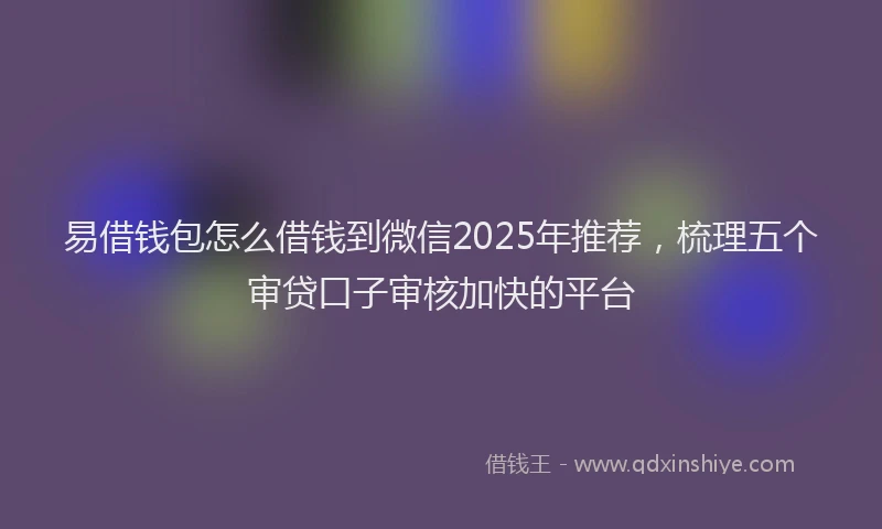 易借钱包怎么借钱到微信2025年推荐，梳理五个审贷口子审核加快的平台