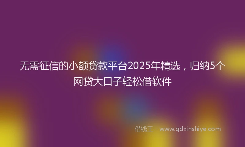 无需征信的小额贷款平台2025年精选，归纳5个网贷大口子轻松借软件
