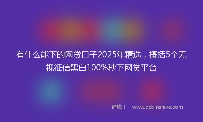 有什么能下的网贷口子2025年精选，概括5个无视征信黑白100%秒下网贷平台