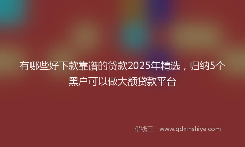 有哪些好下款靠谱的贷款2025年精选，归纳5个黑户可以做大额贷款平台