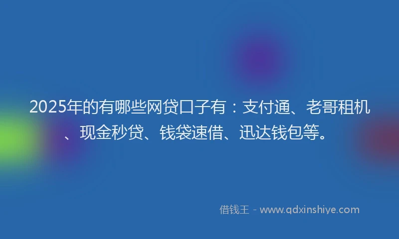 2025年的有哪些网贷口子有：支付通、老哥租机、现金秒贷、钱袋速借、迅达钱包等。