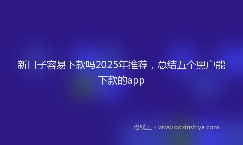 新口子容易下款吗2025年推荐，总结五个黑户能下款的app
