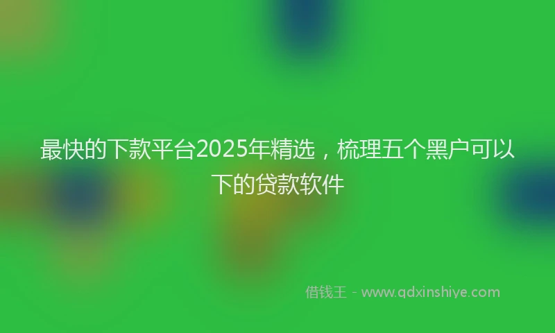 最快的下款平台2025年精选，梳理五个黑户可以下的贷款软件