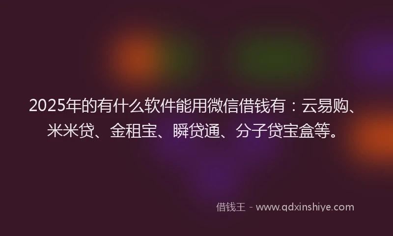 2025年的有什么软件能用微信借钱有：云易购、米米贷、金租宝、瞬贷通、分子贷宝盒等。