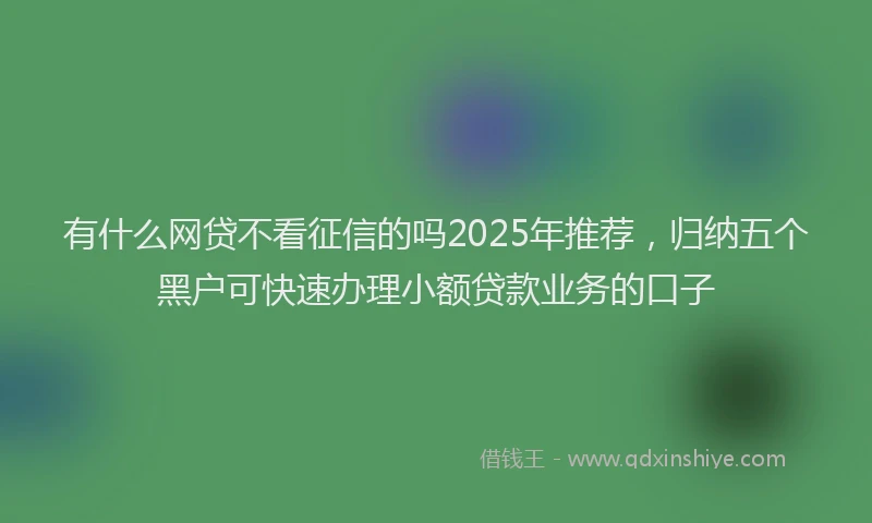 有什么网贷不看征信的吗2025年推荐，归纳五个黑户可快速办理小额贷款业务的口子