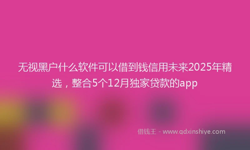 无视黑户什么软件可以借到钱信用未来2025年精选，整合5个12月独家贷款的app