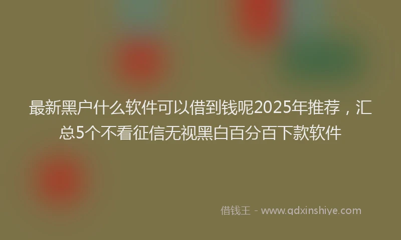 最新黑户什么软件可以借到钱呢2025年推荐，汇总5个不看征信无视黑白百分百下款软件