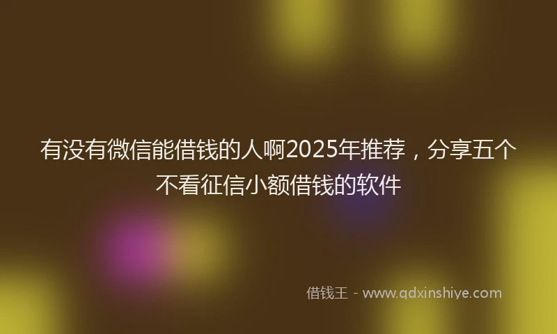 有没有微信能借钱的人啊2025年推荐，分享五个不看征信小额借钱的软件