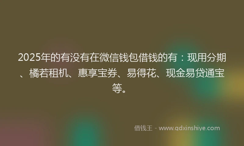2025年的有没有在微信钱包借钱的有：现用分期、橘若租机、惠享宝券、易得花、现金易贷通宝等。