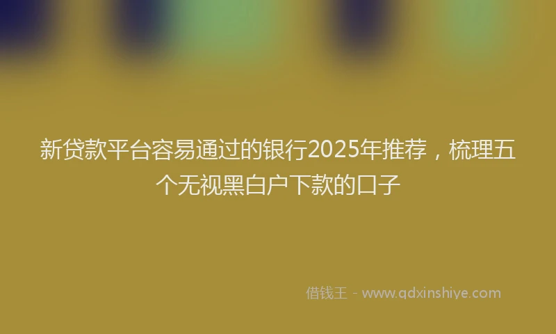 新贷款平台容易通过的银行2025年推荐，梳理五个无视黑白户下款的口子