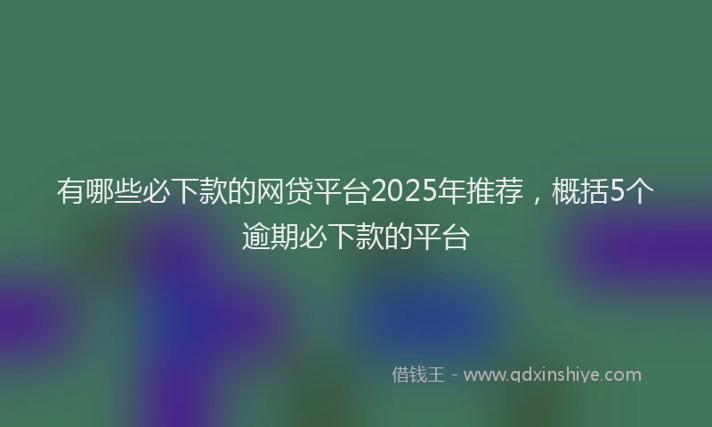 有哪些必下款的网贷平台2025年推荐，概括5个逾期必下款的平台