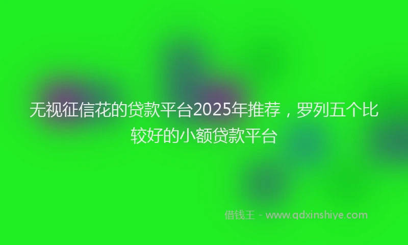 无视征信花的贷款平台2025年推荐，罗列五个比较好的小额贷款平台
