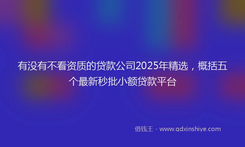 有没有不看资质的贷款公司2025年精选，概括五个最新秒批小额贷款平台
