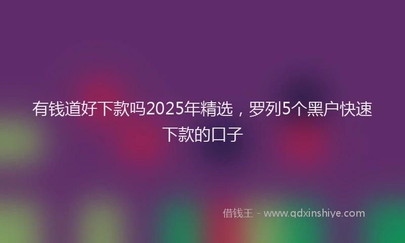 有钱道好下款吗2025年精选，罗列5个黑户快速下款的口子