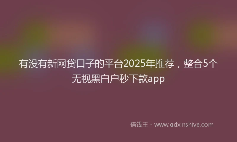 有没有新网贷口子的平台2025年推荐，整合5个无视黑白户秒下款app