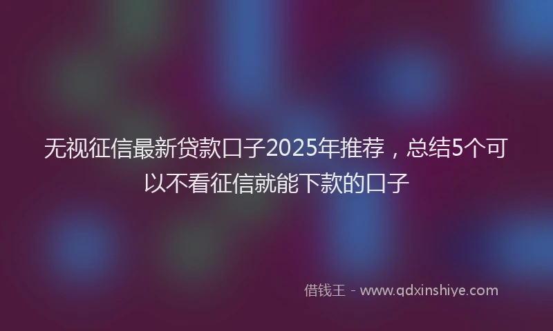 无视征信最新贷款口子2025年推荐，总结5个可以不看征信就能下款的口子