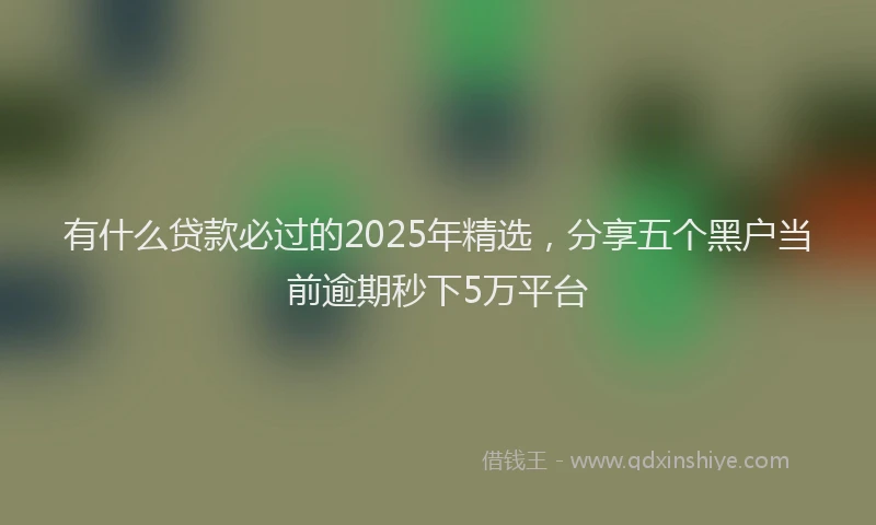 有什么贷款必过的2025年精选，分享五个黑户当前逾期秒下5万平台