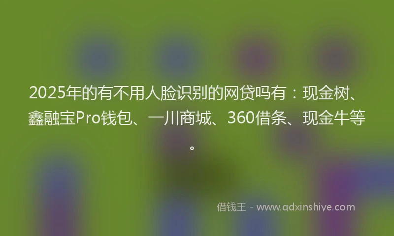 2025年的有不用人脸识别的网贷吗有：现金树、鑫融宝Pro钱包、一川商城、360借条、现金牛等。