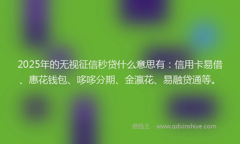 2025年的无视征信秒贷什么意思有：信用卡易借、惠花钱包、哆哆分期、金瀛花、易融贷通等。