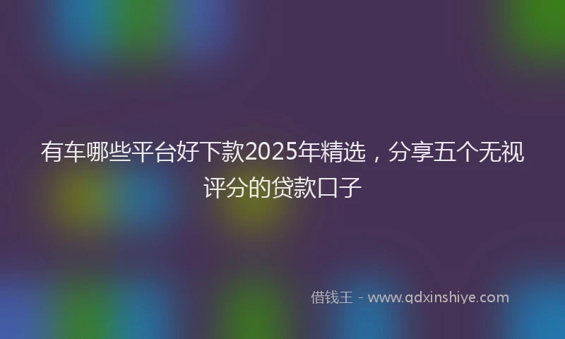 有车哪些平台好下款2025年精选，分享五个无视评分的贷款口子