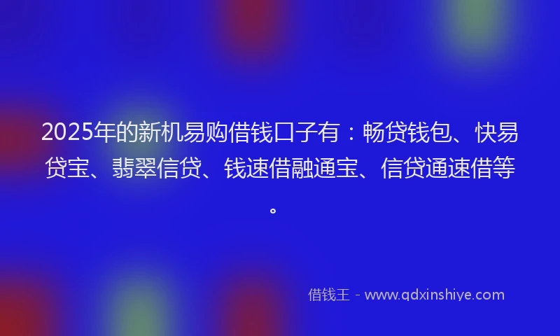 2025年的新机易购借钱口子有：畅贷钱包、快易贷宝、翡翠信贷、钱速借融通宝、信贷通速借等。