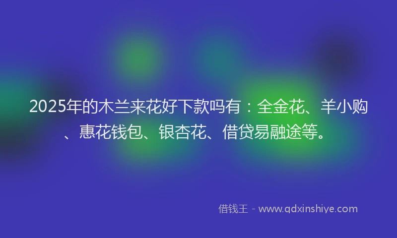 2025年的木兰来花好下款吗有：全金花、羊小购、惠花钱包、银杏花、借贷易融途等。