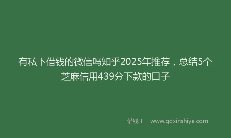 有私下借钱的微信吗知乎2025年推荐，总结5个芝麻信用439分下款的口子