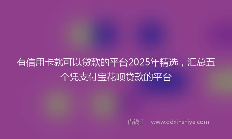有信用卡就可以贷款的平台2025年精选，汇总五个凭支付宝花呗贷款的平台